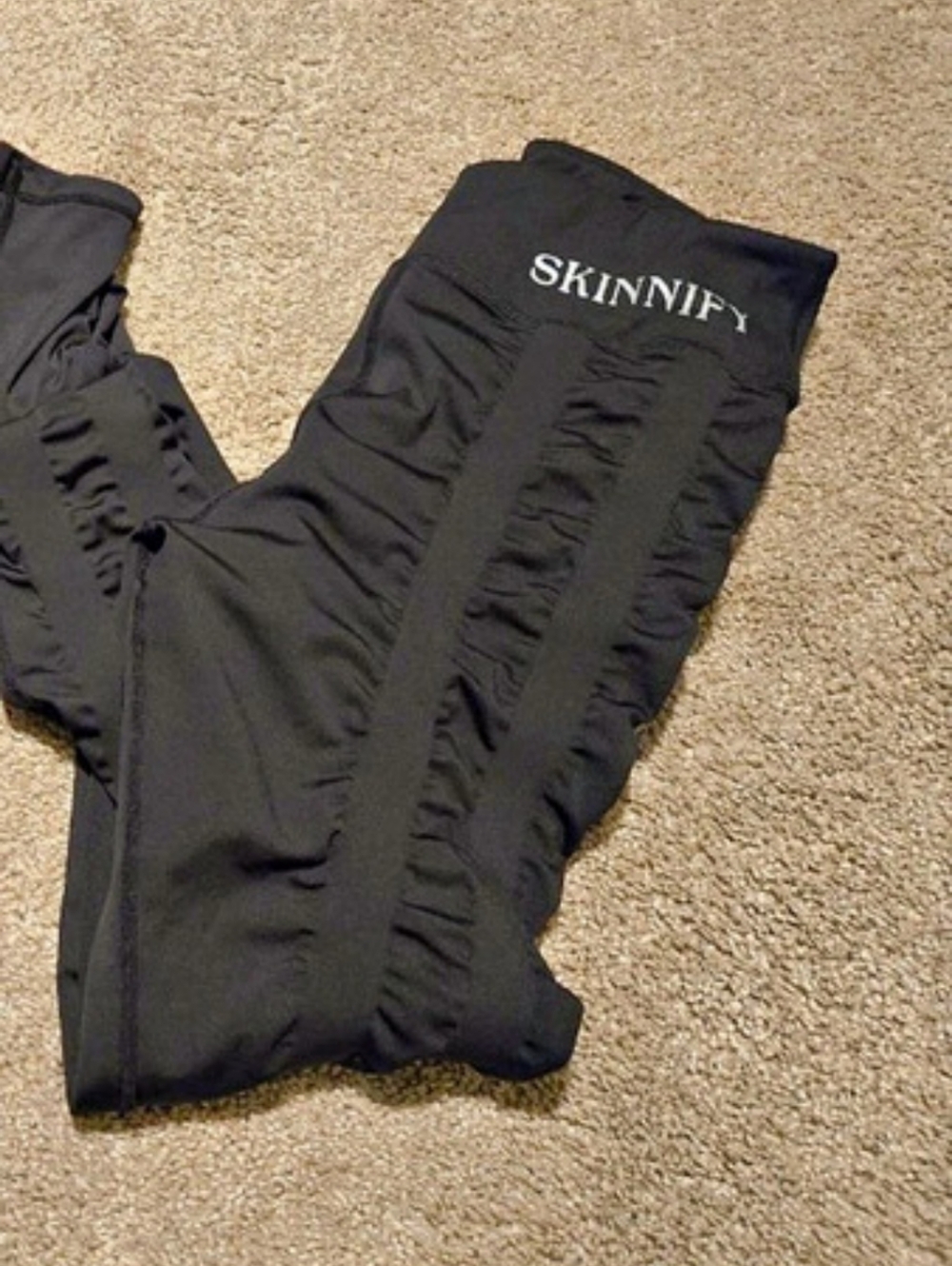2 Pair Of SKINNIFY Ruched Resistance Band Leggings Black Shapewear